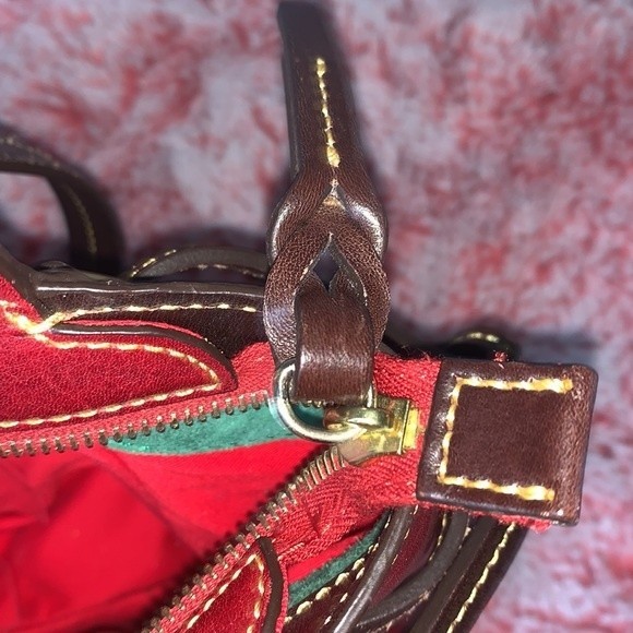 Vintage Dooney & Bourke Toledo Bordeaux Red & Brown Leather Winged Satchel - Picture 7 of 12